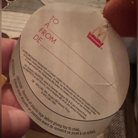 Vintage 1995 McDonald's Muppets NHL Fozzie Bear Plush Figure with Original Tag - Picture 9 of 16